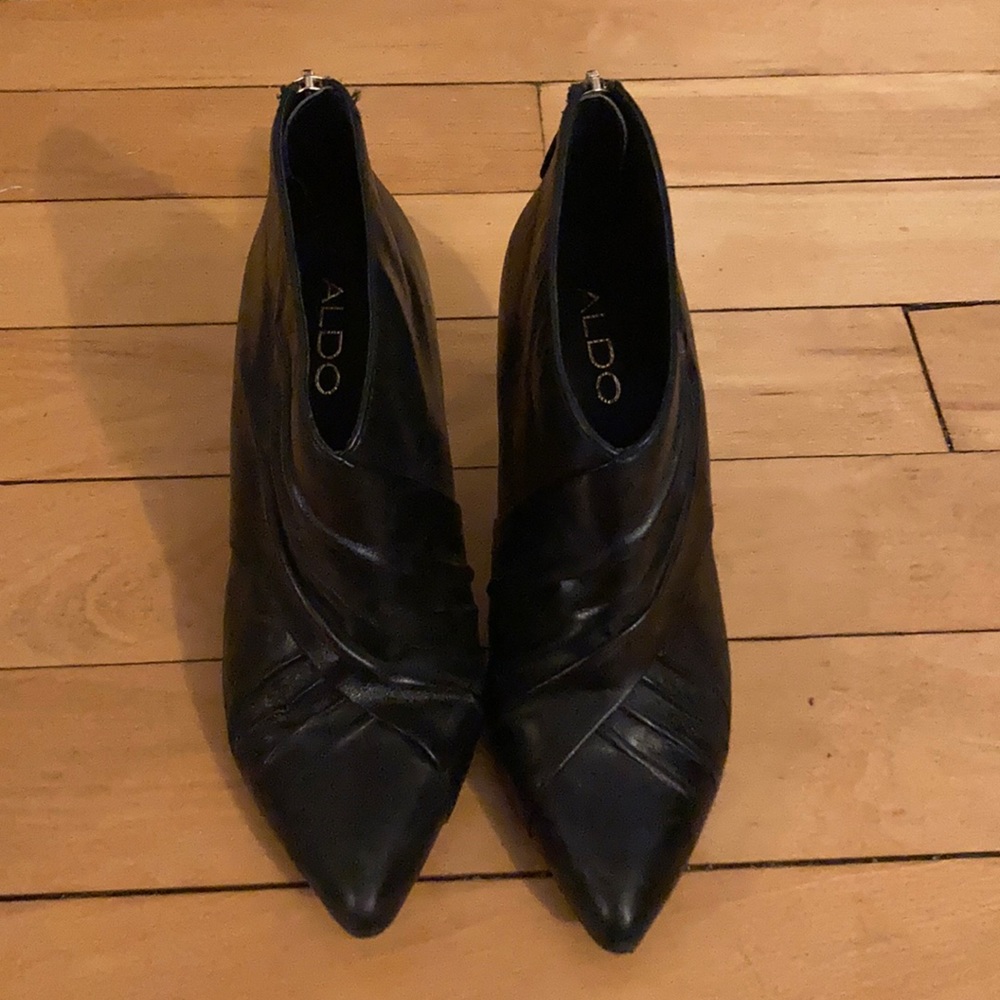 Black leather booties